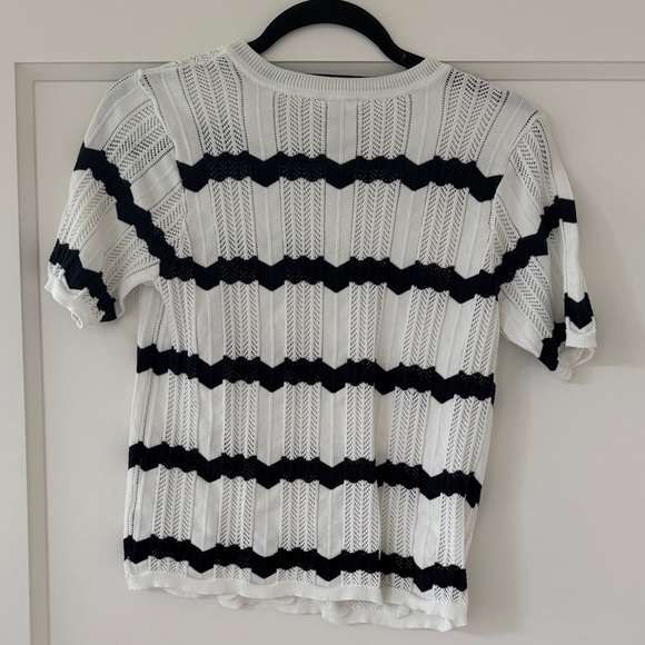 CAbi Navy blue White Textured Knit Top - Picture 4 of 4